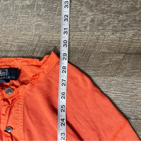 Polo Ralph Lauren Henley Shirt Men's L Orange Long Sleeve Linen Blend - Picture 6 of 8